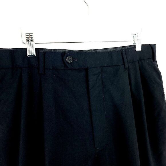Brooks Brothers Loro Piana Wool Blue Pleated Cuffed Mid Rise Dress Pants 34/27 P - Picture 2 of 6